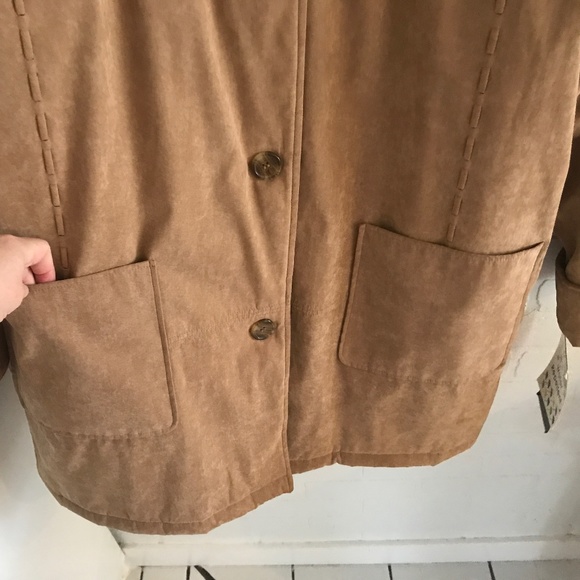 NWT Vintage Tan Micro Suede Native Style Faux Fur Cap Anorak Parka Women Size XL - Picture 7 of 15